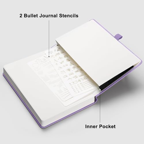 Image of RETTACY Blank Journal Notebook, 192 Pages, A5 Medium Size (5.7'' x 8.3'') | Leather Hardcover, 100 GSM Thick Paper, for Sketching, Drawing, Painting (Purple)