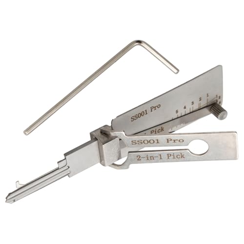Decodificatore per chiavi in acciaio inossidabile, decodificatore per chiavi master, decodificatore per grimaldelli per auto, 2 in 1, strumenti da fabbro professionale (SS001)