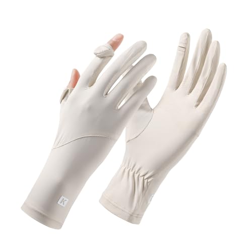 apaepr UV Protection Gloves for Women Full Finger Sun Gloves UPF 50+ Driving & Cycling Gloves Lightweight Touchscreen Breathable Non-Slip for Outdoor Activities (Soft Beige One Size)