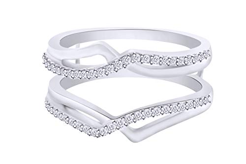 AFFY Criss Cross Infinity Ring Guard Enhancer in Sterling Silver with Cubic Zirconia Ring Size-8
