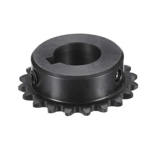 Image of uxcell #35 Chain Roller Sprocket B Type, 1 inch Bore 20 Tooth Single Strand Chain Sprocket, Carbon Steel, Keyway with Set Screws