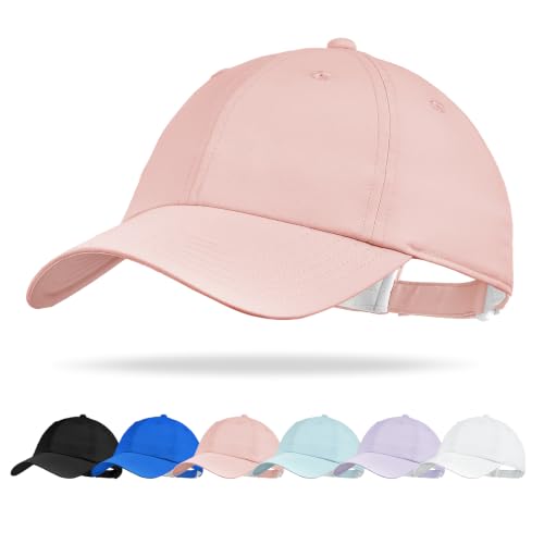 Sukeen Kids Sports Baseball Cap for Boys Girls Lightweight UPF 50+ Water Resistant Youth Plain Hat for Running Tennis Golf Pink