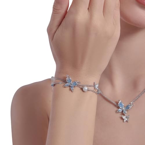 Fashionable personalized butterfly bracelet Clear ice blue adjustable bracelet Ladies' temperament accessories Exquisite butterfly accessories M32424