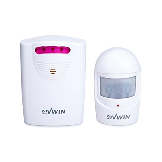 4VWIN Wireless Home Security Driveway Alarm 1 Receiver and 1 PIR Motion Sensor Detector Infrared Alert System Kit