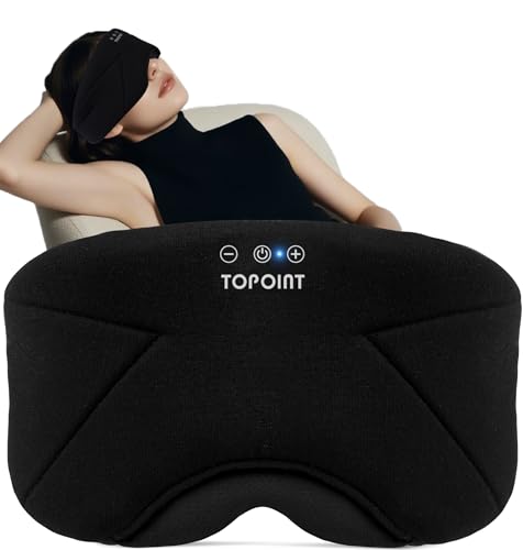 Sleep Mask with Headphones Bluetooth 5.4, TOPOINT Blackout Eye Mask for Sleeping Headphones Earphones with Soft Bamboo Cotton Cooling Breathable, HD Stereo Speaker for Side Sleepers Women Men Travel