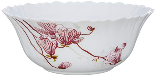 Image of Larah by Borosil Opalware Dinner Set Microwave & Dishwasher Safe | Bone-Ash Free | Crockery Set for Dining & Gifting | Plates & Bowls (Lily Blossom, 14pc)