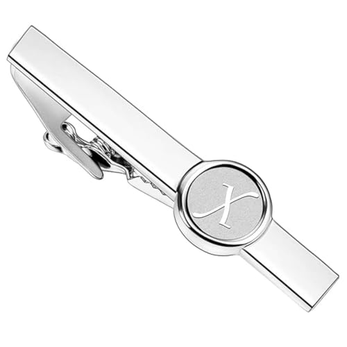 Clip de corbata, Pisacorbatas con Iniciales X, Pasador de Corbata Hombre, Clip Pasador de Corbata, Pinzas de corbata, para hombres, corbatas, negocio, camisas, boda, Plata
