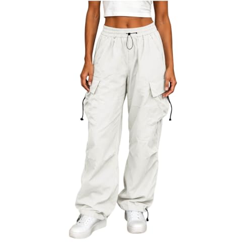 Women's Cargo Pants Drawstring Waist Wide Leg Utility Work Trousers - image 1