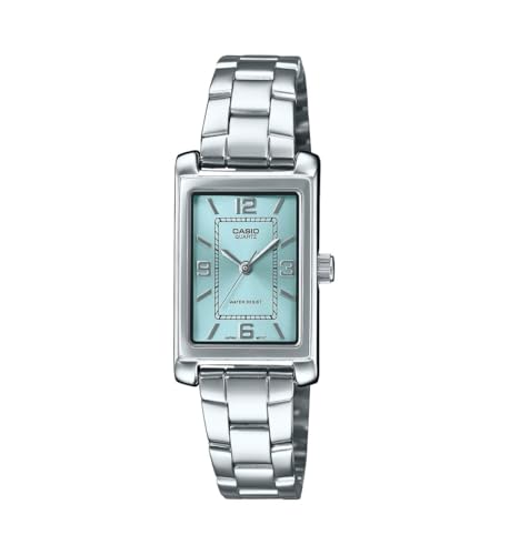 Casio LTP-1234DD-2A Women's Rectangular Standard Classic Stainless Steel Blue Dial Dress Watch
