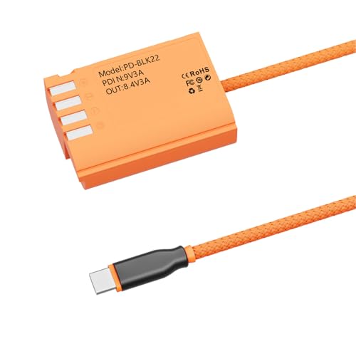 Sxhlseller Cable Adaptador de Corriente PD-BLK22 para Cámara, USB Tipo C, Salida 8.4V/3A, Entrada 9V/3A, Fuente de Alimentación Continua