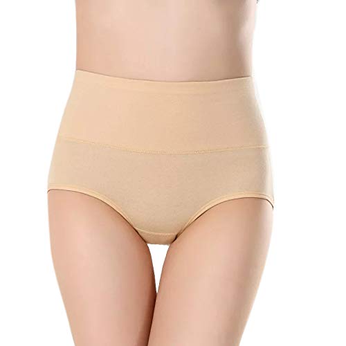 GLAMORASWomen's Cotton Spandex High Waist Panty, Free Size, Beige