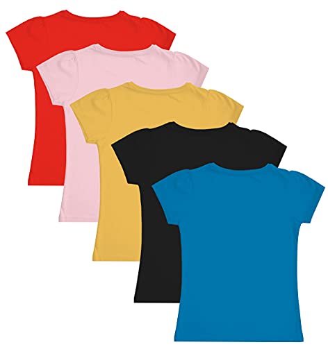 Image of X2O Girls Half sleeeves Cotton Tshirt with Cute Prints and Colorfull (Pink) (Pack of 5)