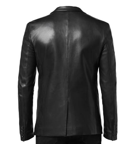 two Button GenuineLeather Blazer for Men | Classic Black Blazer coat2