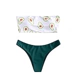 TJHRJTY Trajes de baño para Mujer Mujeres Bikini Moda Aguacate Estampado Tubo Top Dos Piezas Push-Up Traje de baño Traje de baño Ropa de Playa Biquini Trajes de baño(L)