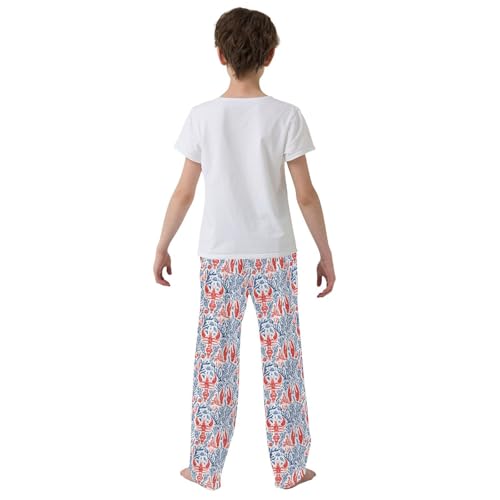 ALAZA Lobster Coral Reef Blue Red Pajama Pants Long Sleep Pant Pajama Bottoms Elastic Waist with Pockets3