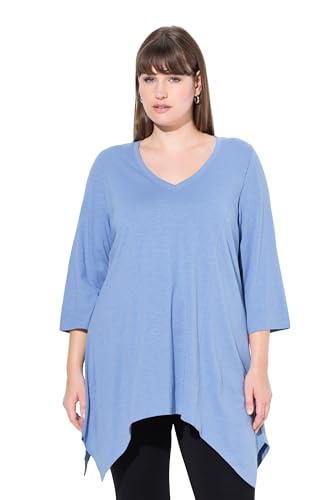 T-shirt femme en biobaumwolle col en V Ulla Popken avec coupe asymétrique originale