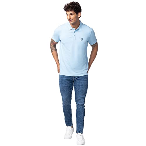 Image of Spykar Polo Collar Half Sleeves Cotton Blend Slim Fit T-Shirt for Men
