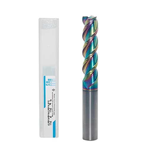 1/2'' Extra Long Carbide End Mill for Aluminum, 4'' OAL, 3 Flute DLC Coated