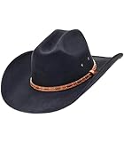 OIERNFE Cowboy Hat for Men and Women - Cattleman Wide Brim Western Cowgirl Hat with Gift Packaging Dark Black