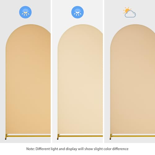 Image of SoarDream Khaki Arch Backdrop Cover Spandex Fitted 5FT Wedding Arch Covers Balloon Round Top Chiara Arch Backdrop Fabric for Outdoor Wedding Birthday Party Stage Decoations