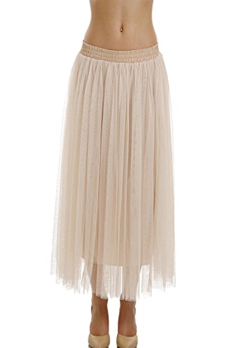 Midi Tulle Ballet Skirt- Straight Bottom Tutu with Elastic Waistband