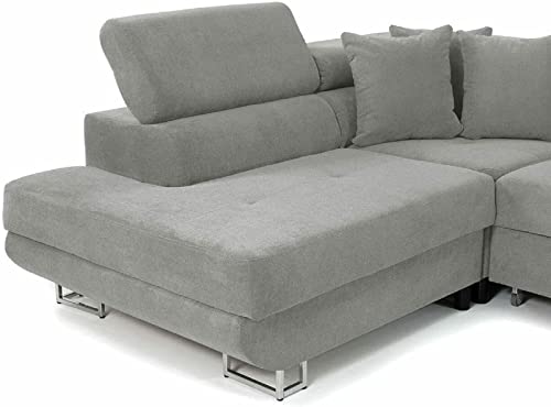 Ashbourne Sofa Bed with Storage | Corner Sofa | Double Sofa Bed | Grey or Grey & Black Fabric | Warranty Included (Left Hand Facing, Grey) Ashbourne Sofa Bed with Storage | Corner Sofa | Double Sofa Bed | Grey or Grey & Black Fabric | Warranty Included (Left Hand Facing, Grey)