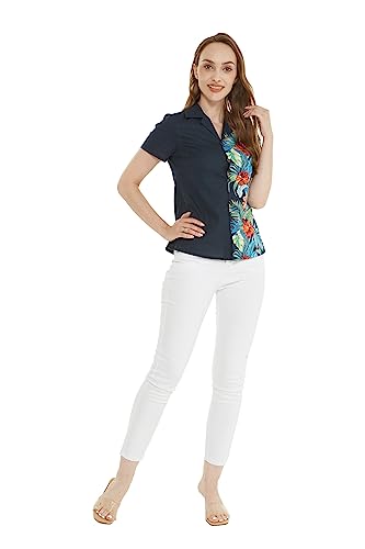 Image of Matchable Family Hawaiian Luau Men Women Girl Boy Clothes in Orchid Paradise Navy
