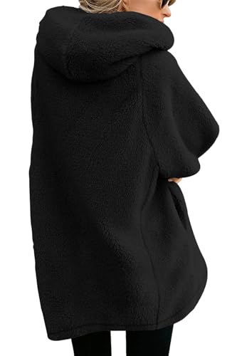 ReachMe Womens Fleece Zip Up Jacket with Pockets Oversized Long Sherpa Hoodie Fuzzy Jackets Warm Teddy Coat3