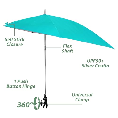 Image of Romswi Beach Chair with Umbrella 2PK, Folding Low Beach Chairs for Adults with Adjustable Parasol, Cup Holder, Breathable Backrest, Comfortable Armrests, Lightweight for Beach & Camping, Green