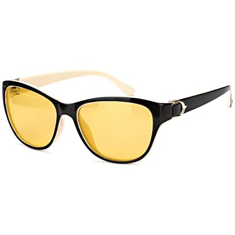 LVIOE Night Driving Glasses Anti Glare for Women, Polarised Night Vision Yellow Lens for Ladies UV Protection Cover