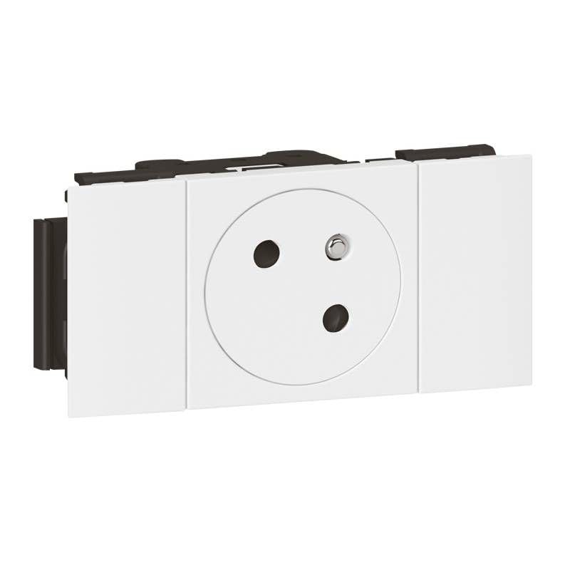 Legrand 077101L Prise de Courant Surface Soluclip, Goulotte Mosaic à Clippage Direct, 2 Modules, 2P+T, Blanc