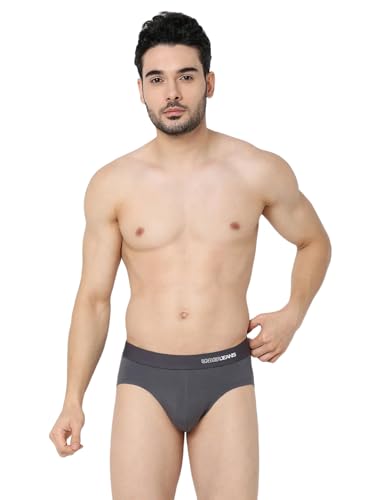 Image of Underjeans Men Premium Mid Grey Cotton Blend Regular Fit Brief