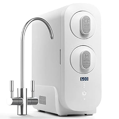 RO Reverse Osmosis Water Filtration System, Countertop or Under Sink Tankless Purifier, 1.5:1 Drain Ratio, 600 GPD, TDS Reduction, Faucet Included