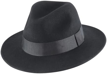 Home Prefer Wool Fedora Hat with Band Wide Brim Panama Hat for Men Women