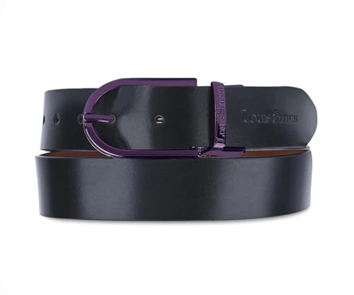 Image of LOUIS STITCH Men's Reversible Italian Leather belt for men 1.25 inch (35mm) Waist Strap Black Brown Belt (BEPLNJ)