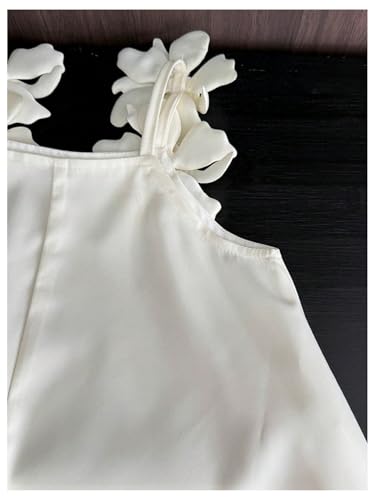 MakeMeChic Girl's 3D Floral A Line Cami Dress Ruffle Sleeveless Summer Mini Dresses4