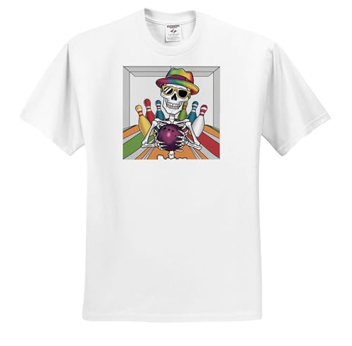 3dRose, Funny Cute Cool Colorful Abstract Skeleton Bowling Sports, T-Shirt