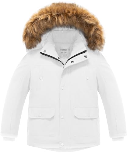 CREATMO US Boy's Long Winter Coat Warm Fleece Lined Waterproof