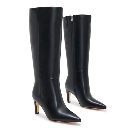 Wide Calf Kitten Heel Boots For Women Knee High pointed toe Tall Long boots Stiletto Heel Side Zipper3