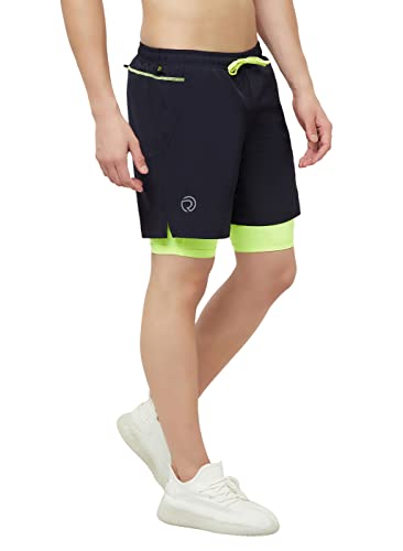 Image of TRUEREVO - 2 in 1 Running Sports Shorts for Men with Mobile Phone Pocket - Quick Dry & Lightweight Moisture-Wicking Active Wear, Gym Shorts for Men Workout - Double Layer Half Pant with Inner Tights