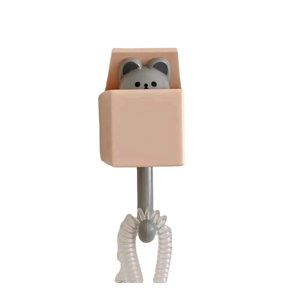 Lopheco 3Pcs Cute Cartoon Cat Wall Hooks, No Drill Plastic Hangers, Space Saving Organizer & Decor for Home Shower(Grey)