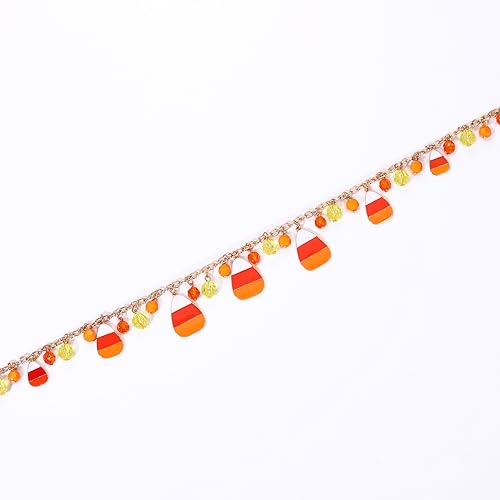 boderier Halloween Candy Corn Necklace Long Cute Candy Corn Beaded Charm Candy Corn Pendant Halloween Holiday Festive Jewelry Necklace (Candy Corn)4