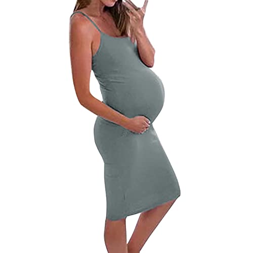 Falda de maternidad elástica de cintura alta para mujer, falda premamá para mujer, vestido de maternidad a rayas de verano, gris, M