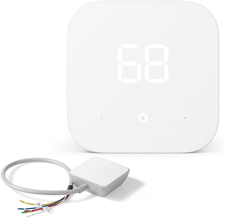 Certified Refurbished Amazon Smart Thermostat with C-Wire Power Adapter