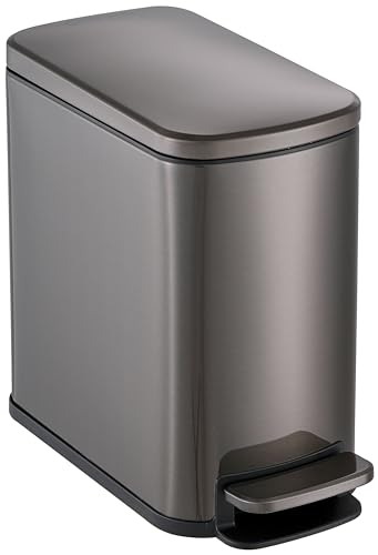 Image of SIMPLI-Magic 6L /1.6G Stainless Steel Bathroom Trash Can with Hands-Free Foot Pedal, Quiet Soft-Close Lid, Compact Space-Saving Size