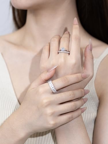 1ct Moissanite Ring For Women,D Color VVS1 Round Solitaire Moissanite,Engagement Proposal Promise Ring,Anniversary Luxurious Bridal Gift,All Size3