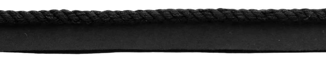 DÉCOPRO 0.5cm (4/16") Twisted Rope Cord Trim with Lip 0025S, Pure Black # K9 (Jet Black) 21.5m (24 yards/72 ft)
