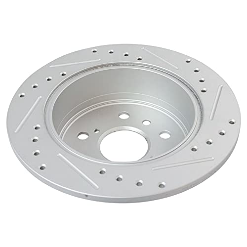 Image of TRQ Performance Rear Brake Pad and Rotor Set Ceramic Coated Drilled Slotted Compatible with 2013-2018 Lexus ES300h ES350 Toyota Avalon 2012-2017 Camry