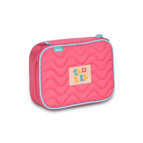 Estojo Box Luluca 36 Elásticos Meninas Escolar Juvenil (Rosa/Verde)