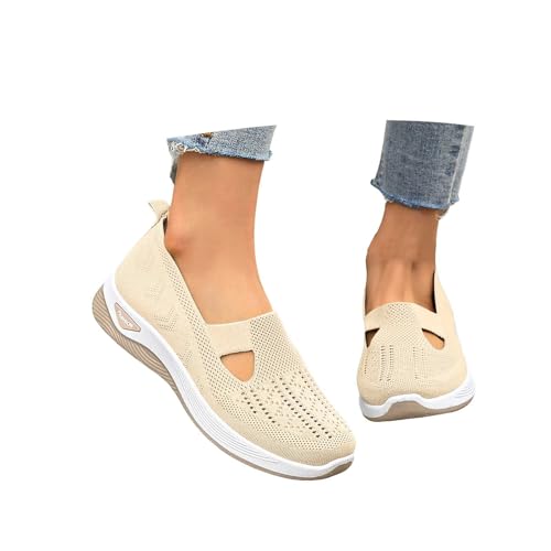 Basket Femme De Marche Ete Orthopedique a Talon Compensé Baskets Montantes Sport Fille Running Ouverte Compensee Ville Et Chaussures Compensée Orthopédique...